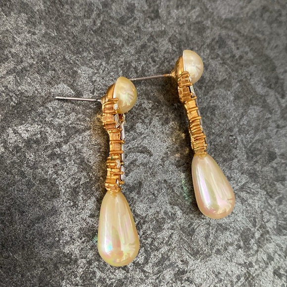 Vintage Napier faux pearl necklace and drop earrings wedding bridal formal prom - Picture 5 of 6